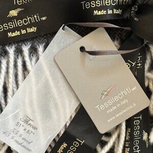 Tessilechiti Made In Italy Cashmere Wool Throw Blanket CHEVRON PATTERN 51" X 67"